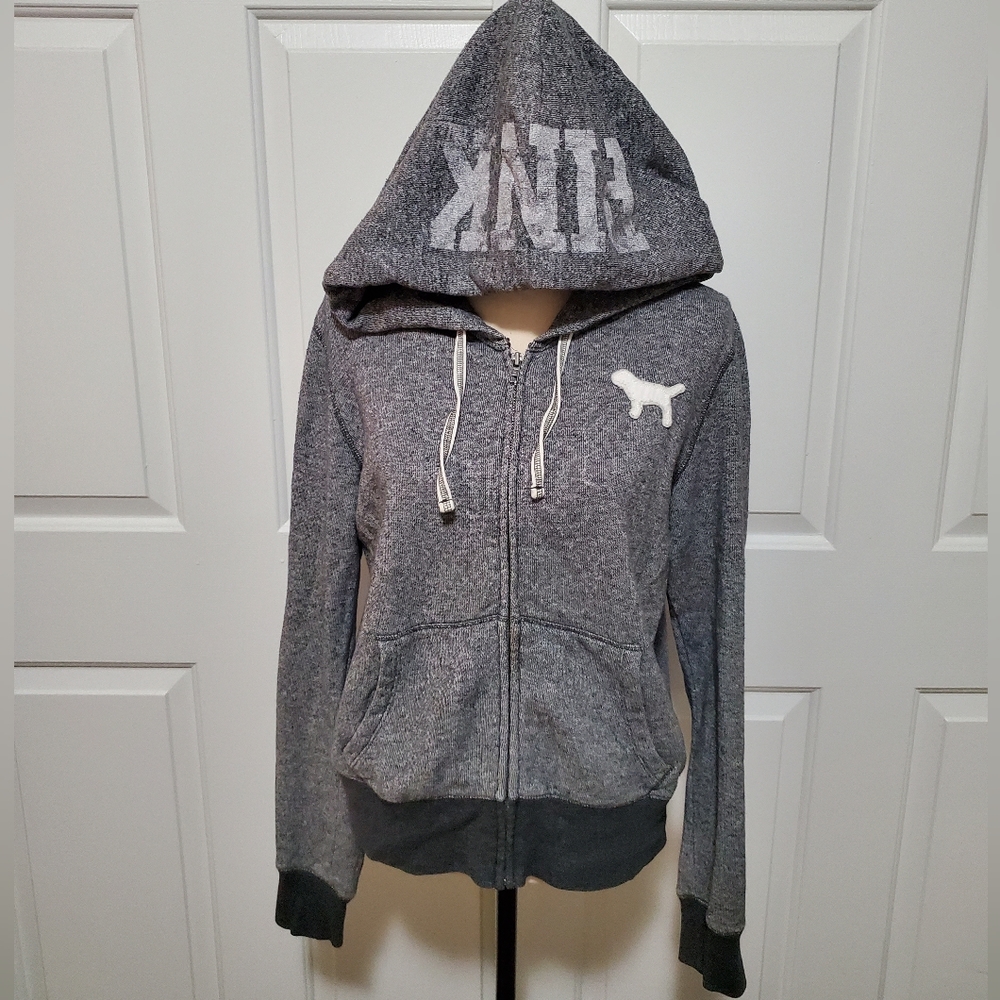 PINK Victoria's Secret Marled Gray Zip Up Hoodie
